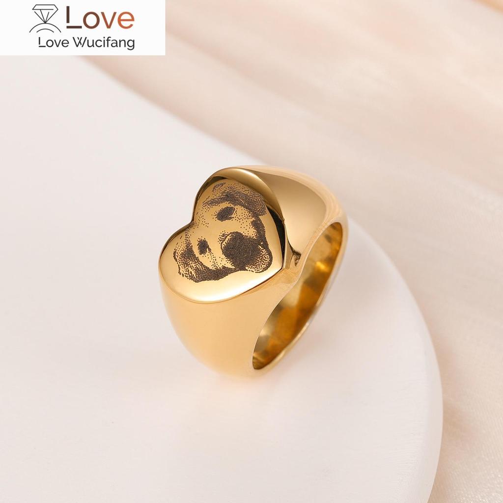 Signet Custom Pet Portrait Ring Personalized Minimalist Rings Gifts For Pets Dog Ring Signet Ring Jewelry Dog Pet Lover Gifts