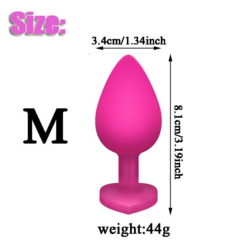 Silicone Anal Plug Set 3 Sizes Heart Jewel Base Soft Butt Plug Trainer Prostate Massager Sex Toy for Women Men Couples