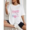 Romantic Pink Key Oversized T Shirt White Heart And Key Graphic Print For Casual Wear