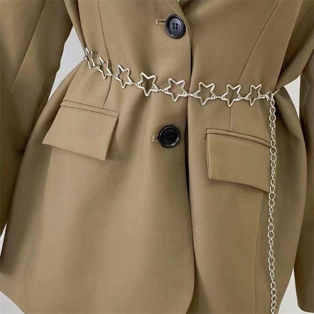 Retro Decorative Metal Waist Belts Hollow Out Stars Dress Waist Chain New Chain Belt
