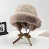 Winter Velvet Hat Women Travel Thickened Warm Straps Ear Protection Hat Cold Cover Big Face Mongolian Bucket Hat