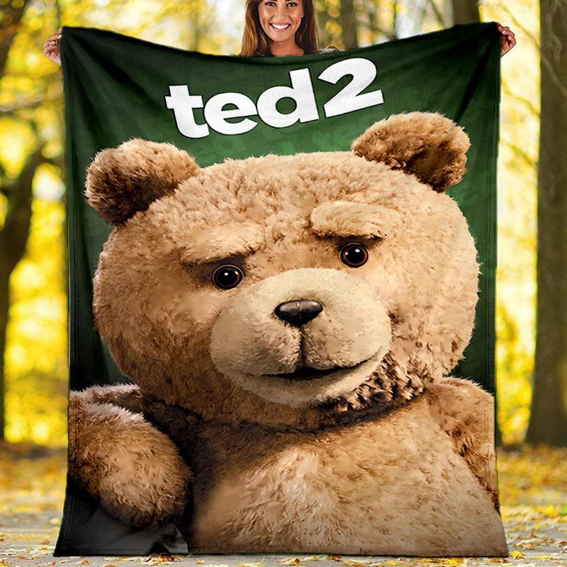 Cartoon Teddy bear Ted printed throw blanket—lightweight,soft,warm;versatile blanket for all seasons—perfect as &air-conditioning throw,nap blanket