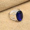 Blue Sapphire Lab- Created Gemstone 925 Sterling Silver Handmade Jewelry Ring For Wedding Gift