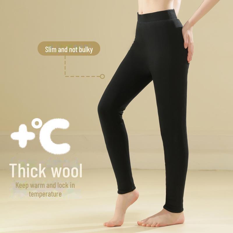 Женские флисовые брюки из суперплотной смеси шерсти и хлопка - теплые, из верблюжьей шерсти, свободного кроя, с накладками на талии и наколенниках, для людей среднего и пожилого возраста, для зимнего использования.