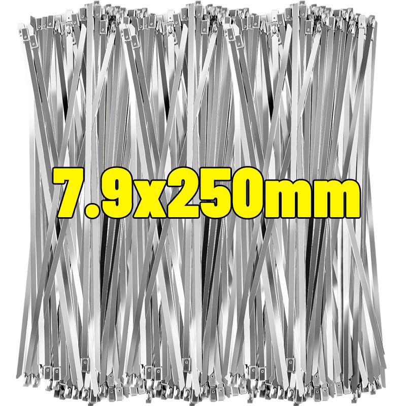 Stainless Steel Cable Ties Heavy Duty Self Locking Metal Zip Ties Fastening Rings Straps Binding Tie for Exhaust Machinery Fence