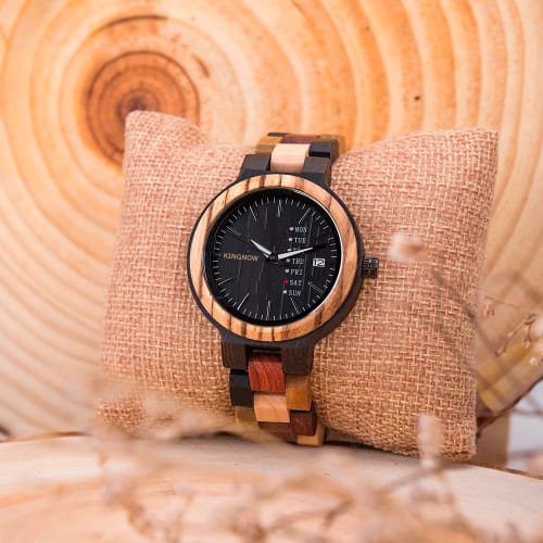 KINGNOW Women's Wooden Wristwatch, Stylish and Lightweight, Made In Japan Quartz Movement, Perfect As a Birthday Gift, Anniversary Gift, or Mother's D