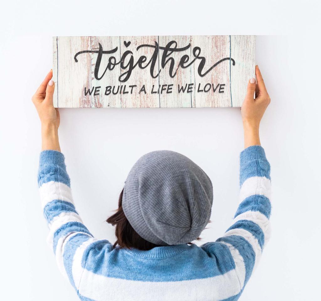 Inkdotpot Stretched Canvas Quotes Wall Art Decor, Together We Built A Life We Love Wall Decor-twoRustic Wall Art Sign