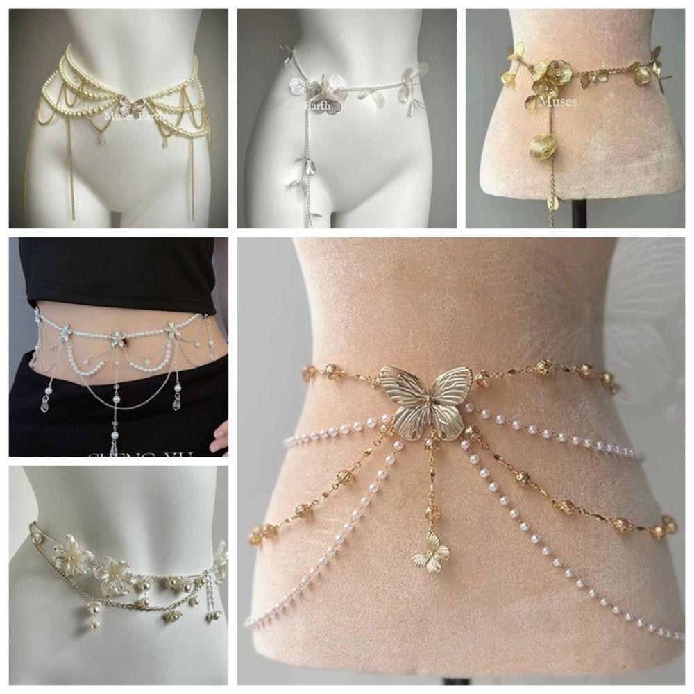 Elegant Pearl Waist Chains Versatile Hip Chain Fashion Body Jewelry Women