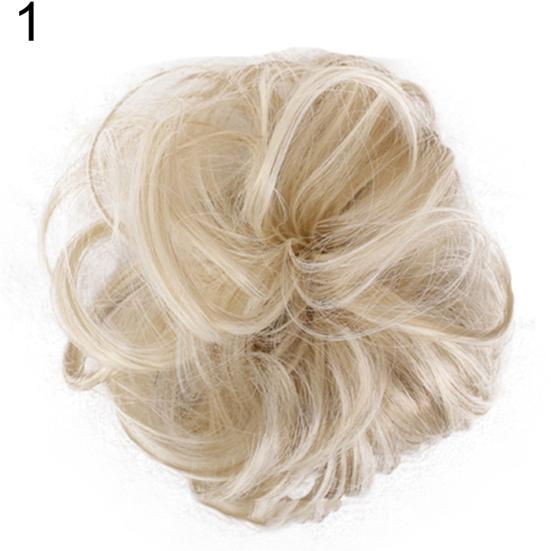 Women Hair Bun Extension Wavy Curly Messy Donut Chignons Wig Hairpiece