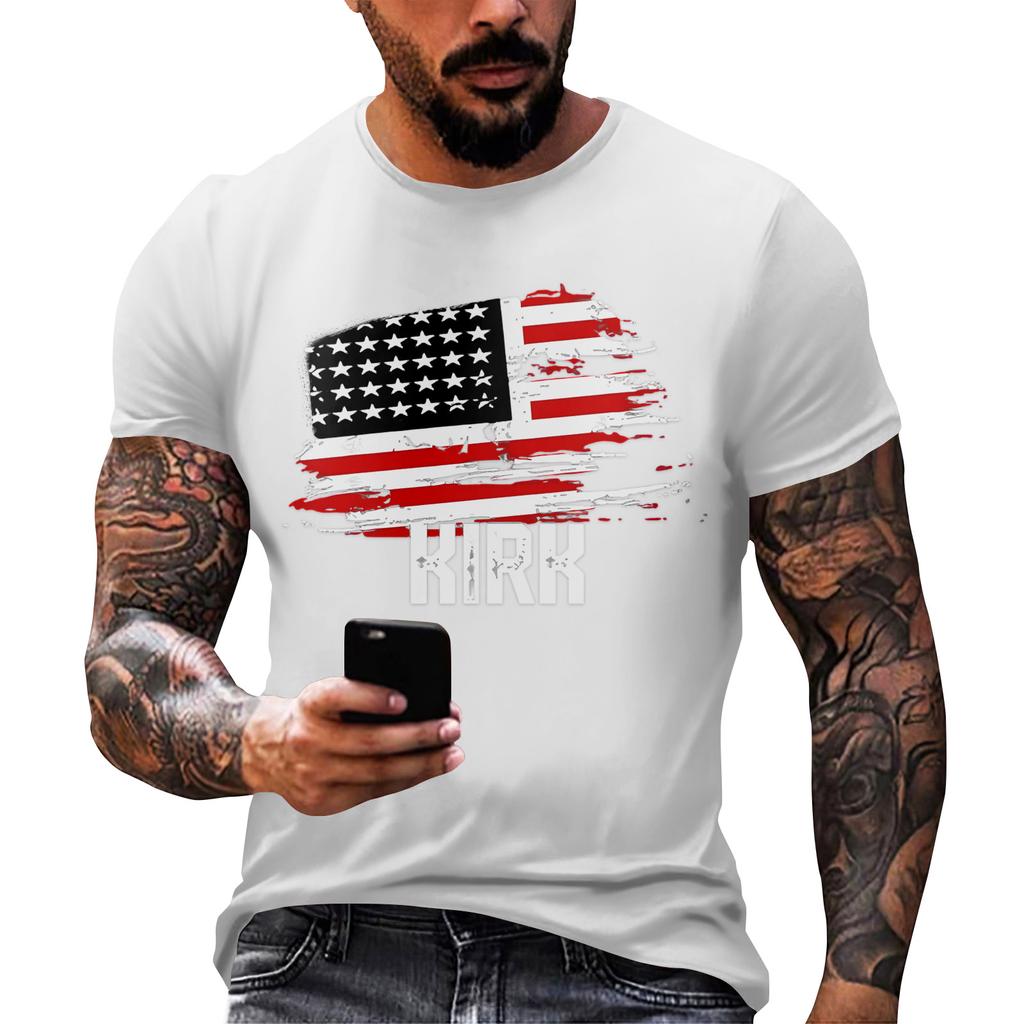 Fashionable Round Neck Short Sleeve Work Clothes Printed Tops For Mens Summer Tops
