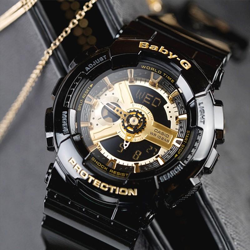 Casio Часы серии-GABA кварцевый механизм, полимерный ремешок, японские и корейские часы, одинаковый стиль для мужчин и женщин, черный циферблат GA-100CF-1A9&BA-110-1A