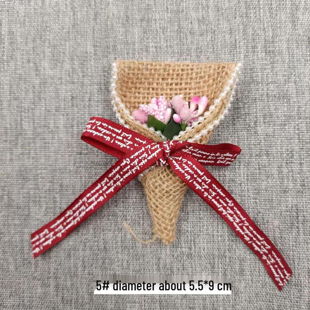 Льняная цветочная корзина ручной работы: 3D-украшение для шляпы в виде розового банта для поделок своими руками и в детском саду