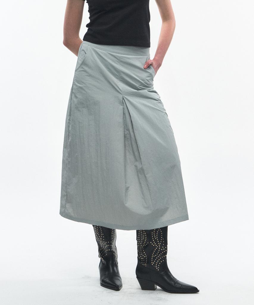 Nil Rise Nylon Maxi Skirt Light Gray