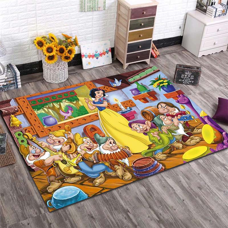 1PC Disney Snow White Print Carpet for Living Room Bedroom Kid's Room Home Decor Pink Room Decor Area Rug Non-slip Mat Play Mat