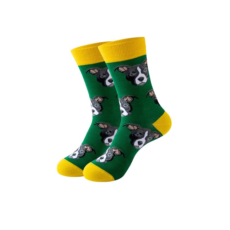 Набор из 5 пар мужских носков с собаками, красочные милые забавные носки до середины голени, оригинальные подарки для мальчиков-подростков, парня, любителей животных