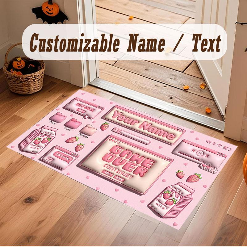 Game Controller Theme Crystal Velvet Floor Rug Personalized Custom Name Text Warm Carpet Home Decoration