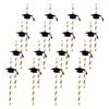 12Pcs Doctor Hat Themed Straws Flexible Paper Drinking Straws Trencher Design Graduation Party Decor Elegant Table Decoration