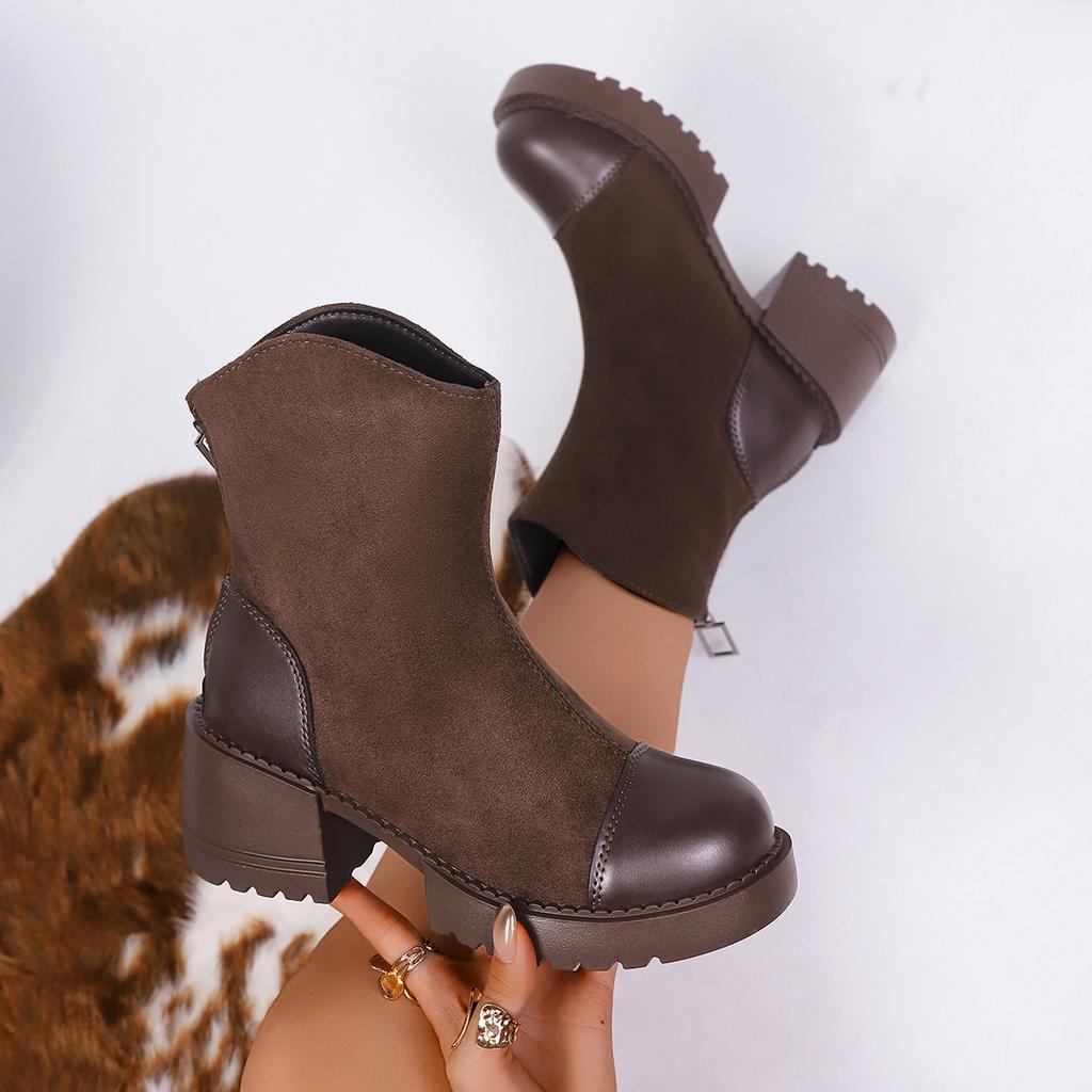 Martin Boots Women's New Autumn and Winter Women's Boots British Style Thick Heel Thick-soled Short Boots French Thin Medium Boots