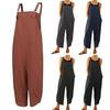 Fashion Jumpsuit Solid Color Loose Women Shoulder Strap Pockets Romper for Daily Wear