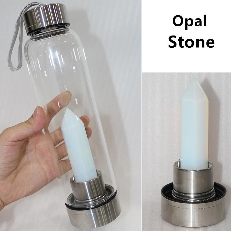 Бутылка с лечебной водой из натуральных кристаллов 550 мл, крышка из нержавеющей стали 304, флюорит, кварцевый камень, палочка, энергетическая стеклянная бутылка, чашка для воды