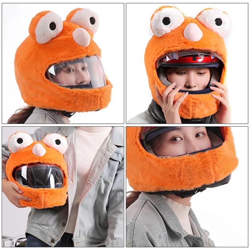 Motorcycle Helmet Covers Funny Cartoon Plush Helmet Protective Cover Helmet Full Face Covers for Personalized Helmets Party