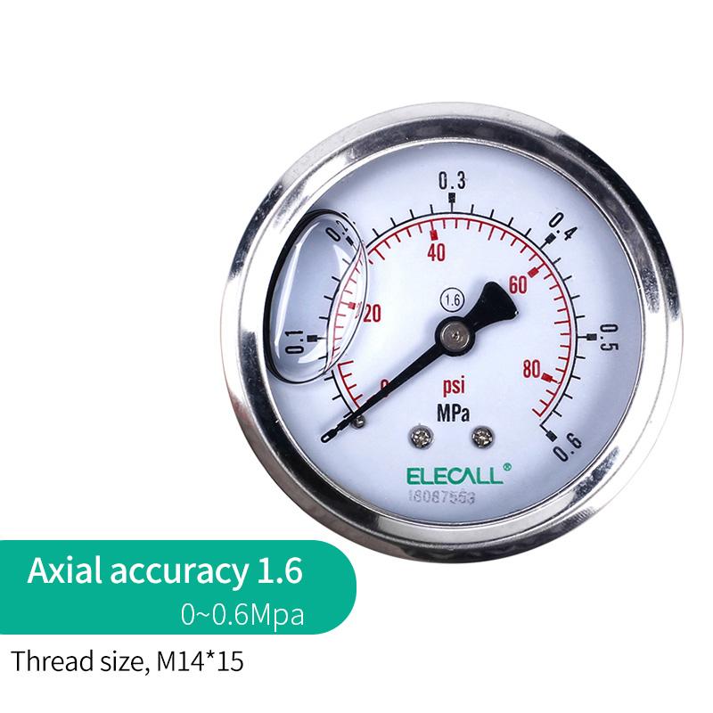 Axial Oil Pressure Gauge vacuum Hydraulic Liquid Filled Oil 60mm Analog shock-proof YTN-60Z 0-0.1MPA 0-10MPA