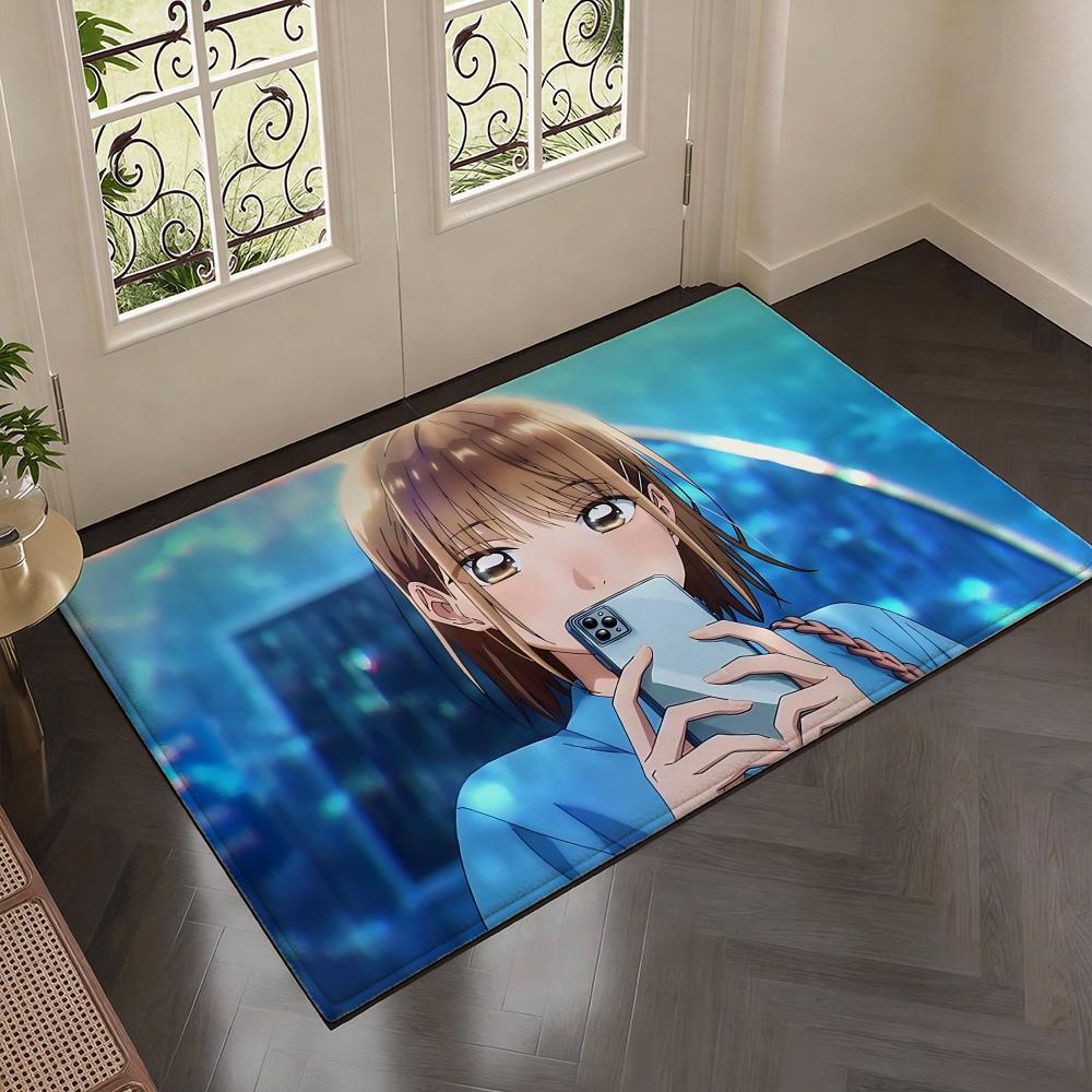 Romantic Sports Anime B-Blue Boxs Floor Mat Soft Thickened Flannel Door Mat Non-Slip Living Room Rug Home Decor