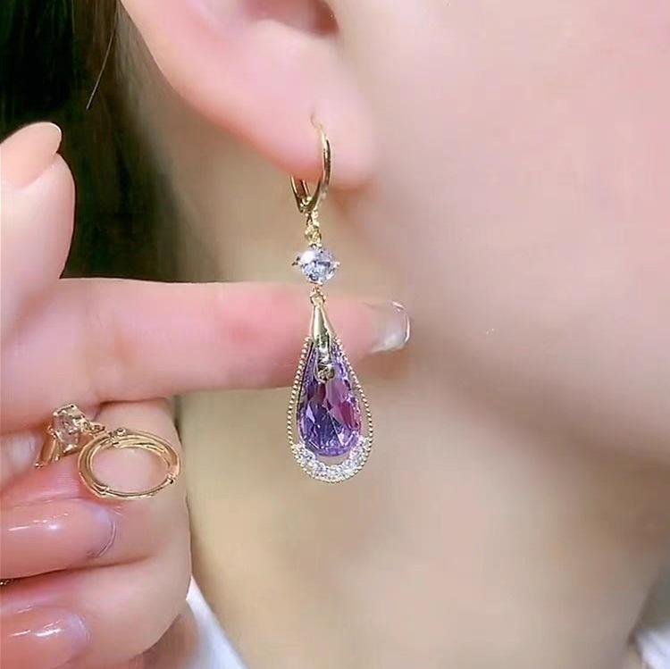 2024 Элегантные фиолетовые хрустальные каффы-подвески - Модные и изысканные.