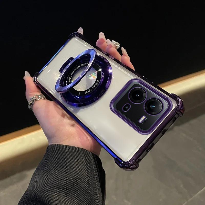 Для vivo V25E Чехол Роскошный Гальванизированный С Подставкой Противоударный Прозрачный Чехол Для vivo V50 V27E V29E Y20 Y21 Y51 Y53S Y33 Y35 Y36 Y28 Y29 Крышка