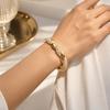 Waterproof Stainless Steel Bangle Bracelet for Women Twisted Rope Crystal Pave Gold Color Hinged Clasp Statement Jewelry