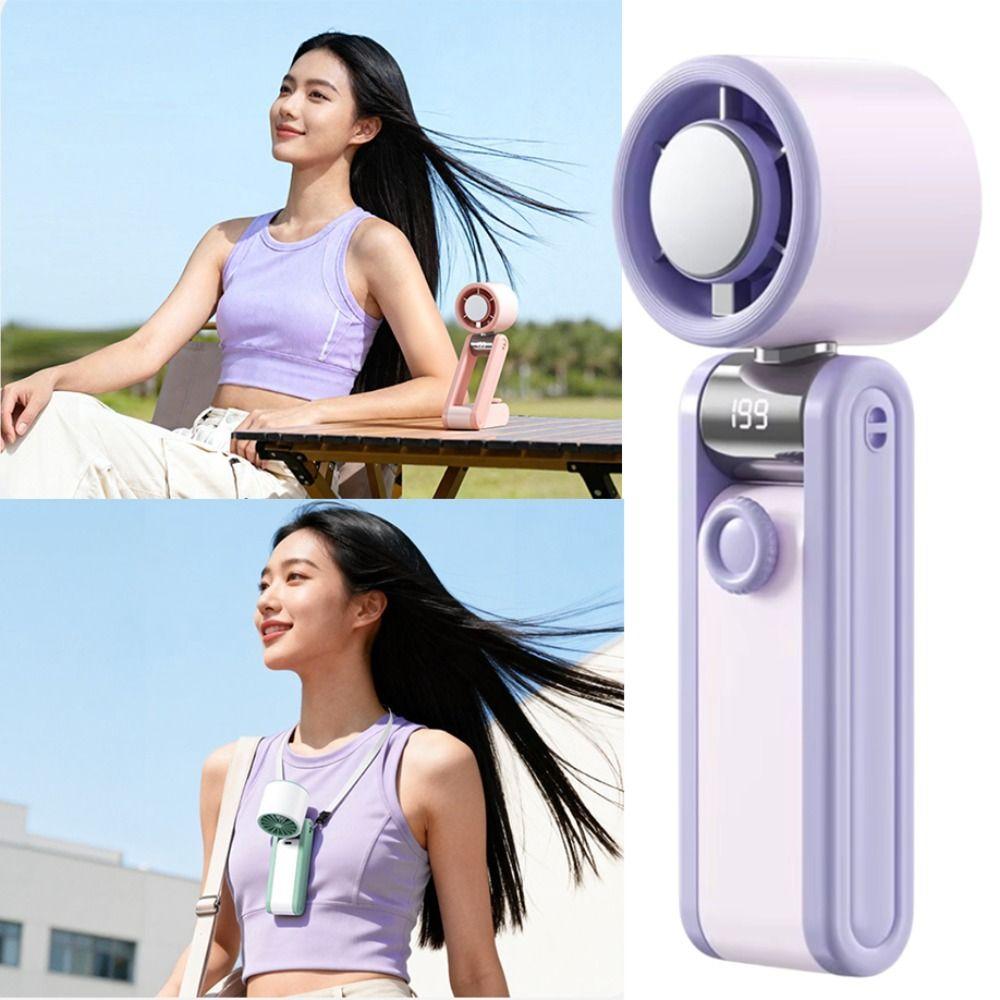 Digital Display Mini Pocket Fan Foldable Design Folding Cooling Fan Portable Desktop Fan Home Use
