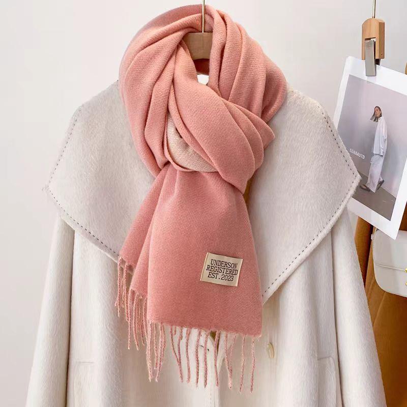 Зимний кашемировый женский шарф Женский роскошный шарф Женский кисточный бандана Женский однотонный шаль-накидка Фуляр Типпет Пашмина