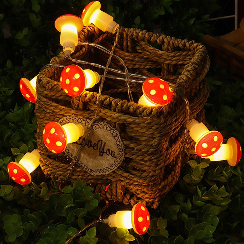 10 светодиодов Светодиодная гирлянда 150 см Сказочные огни Домашнее украшение для вечеринки Гриб Водонепроницаемый Теплый белый Работает от батареек Гирлянда