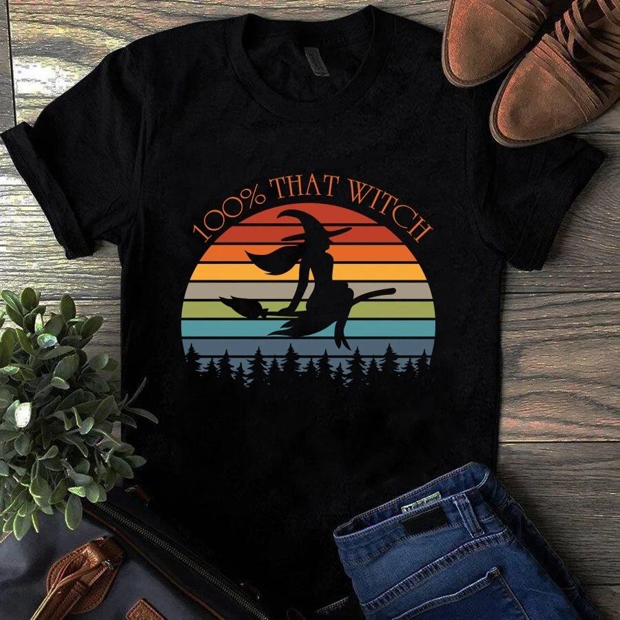 Men's and Women's T-shirts 100% That Witch Retro Vintage Witch Halloween