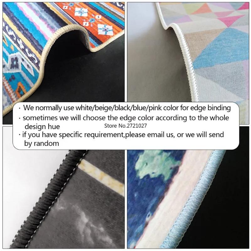 Ethnic Style Dark Colorful Geometric Striped Bedroom Carpet American Style Retro Abstract Carpet Living Room Bedside Mat