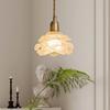 French Vintage Flower Glass Chandelier Japanese Brass Homestaylight American Simple Bedroom Bed Bar Headlight