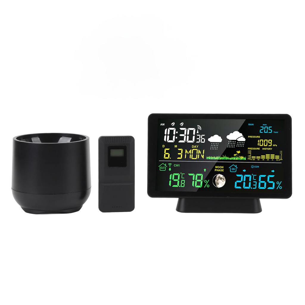 Digital Weather Clock Home Wireless Indoor Outdoor Temperature Alarm Clock 7.5in Color Display