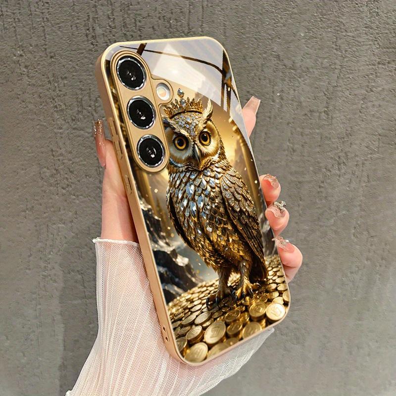 Модный Золотой Коин с Узором Совы Стеклянный Чехол для Телефона Galaxy S26 S25 S24 S23 Ultra S22 Ultra S20 Ultra 56 A72 A73 5G