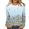 Новая женская футболка с круглым вырезом, длинным рукавом, свободного кроя, с принтом, женский топ