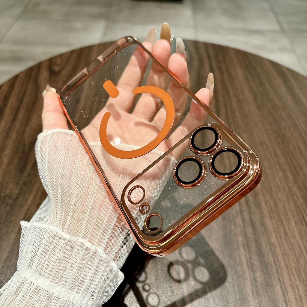 Электролитическое покрытие PC Блестки для чехла телефона IPhone 17promax Магнитное всасывание для Apple 16 с пленкой для объектива 15 Защитная крышка