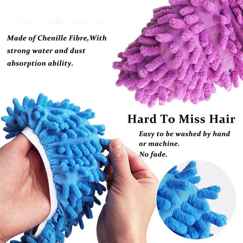 Practical-Shoes Covers Dust Duster Washable Mop Slippers Shoes For Floor Cleaning Chenille Dust Mop Slippers Foot Socks Mop Caps