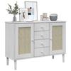 VidaXL Buffet SENJA aspect rotin blanc 112x40x80cm bois massif de pin 358026