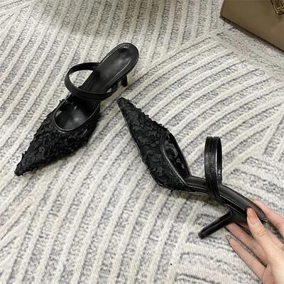 Eilyken Сексуальные женские туфли-лодочки с цветочной сеткой, шлепанцы на тонком высоком каблуке с острым носком, туфли для вечеринки, Zapatos De Mujeres