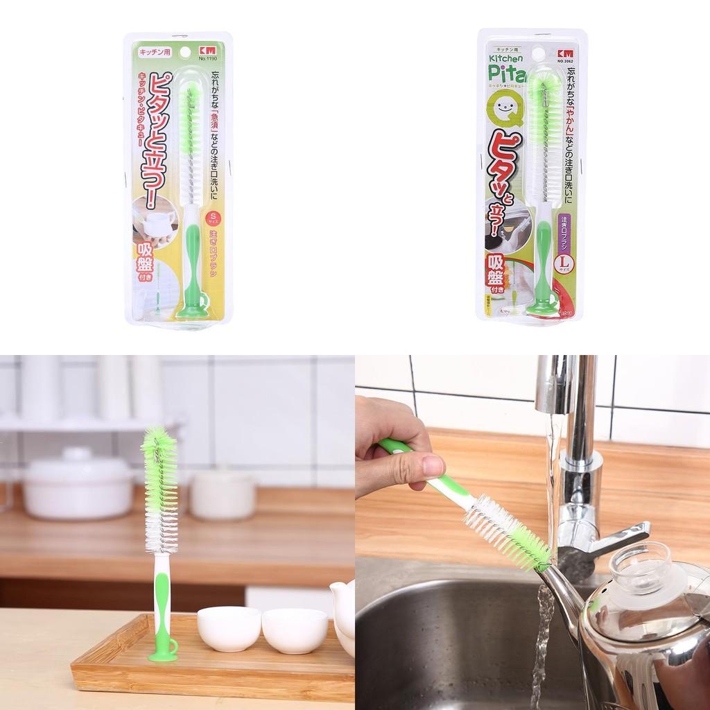 Kitchen Spout Cleaning Brush With Plastic Handle And Suction Base