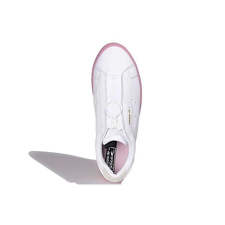 Adidas Originals Sleek Z Minimalist Casual Slip-Resistant Lightweight Low-Top Skate Shoes Women Sneakers White Pink EF0776