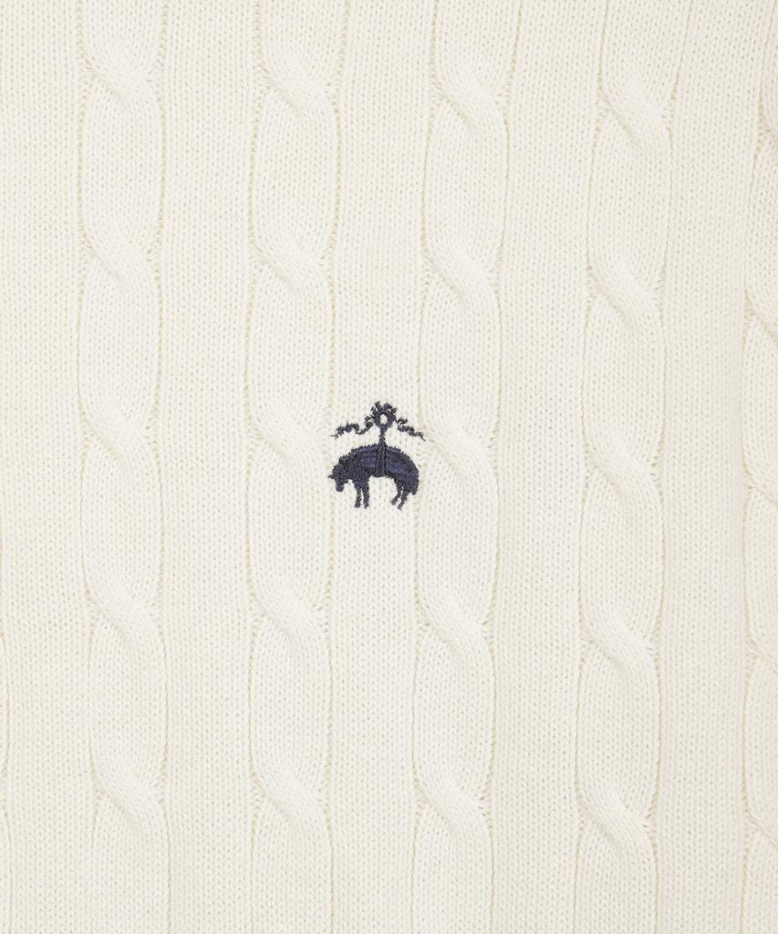 BROOKS BROTHERS Cotton Cable Crewneck Sweater (Ivory) (Bbwrmbg102)