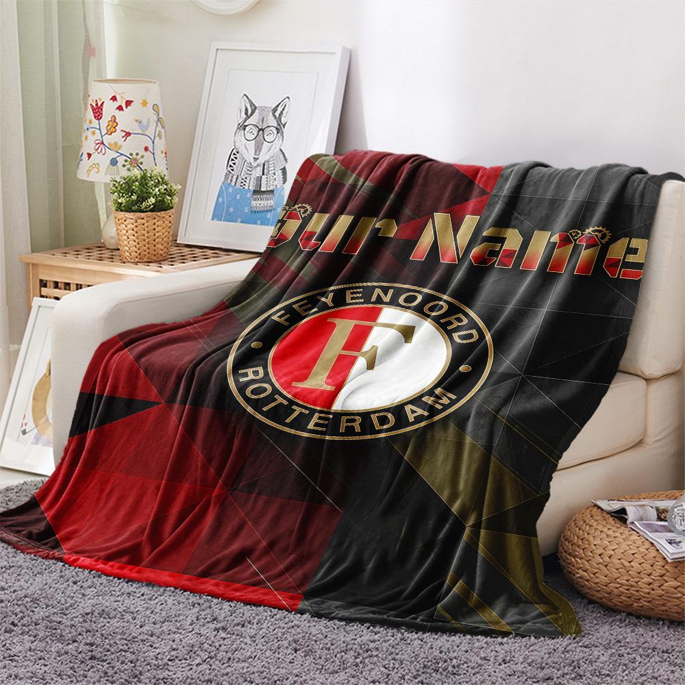 1PC Feyenoord Custom Name Patterned Flannel Blanket Suitable For All Seasons For Home Decor Warmth And Comfort Gifts Holiday Present