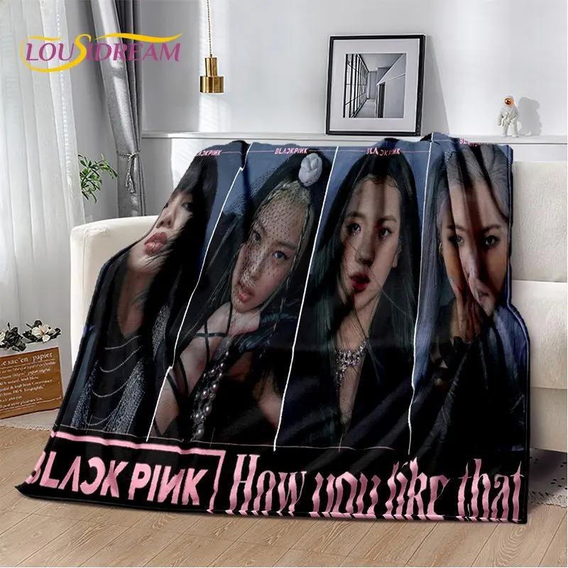 Черно-розовая K-pop Звезда Девичья Группа Мягкое Плюшевое Одеяло, Фланелевое Одеяло Плед для Гостиной Спальни Кровати Дивана Пикника Покрытие
