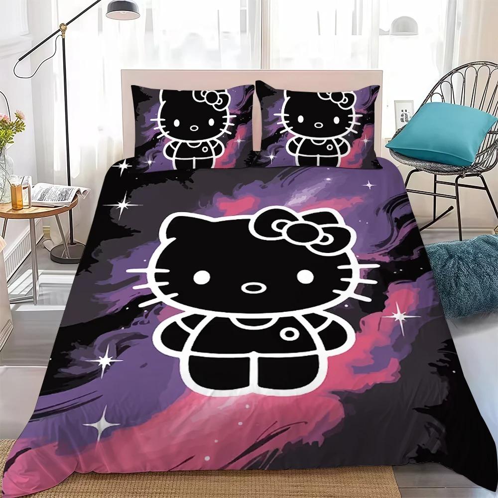 Cute Duvet Cover Set H-Hello Kittys Bedding Set Kids Boy Girl Bedroom Decoration Student Dormitory Home Style 2/3piece set