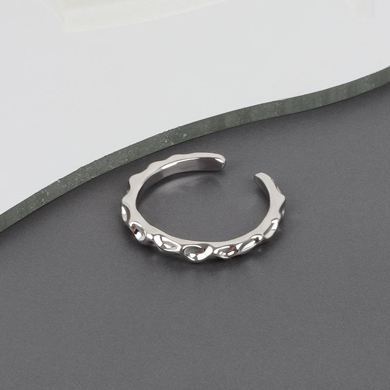Geometric Glossy Concave Convex Shaped Ring Female Niche Design Personality High Sense Finger Ring Ins Cold Temperament Opening Index Finger Ring